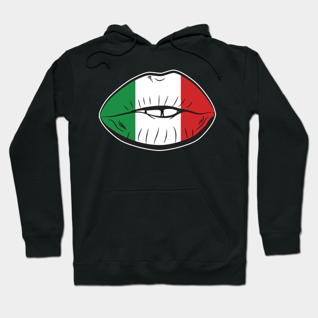 Italy Fan Lips Italian Fan Flag Lips Hoodie by atomguy